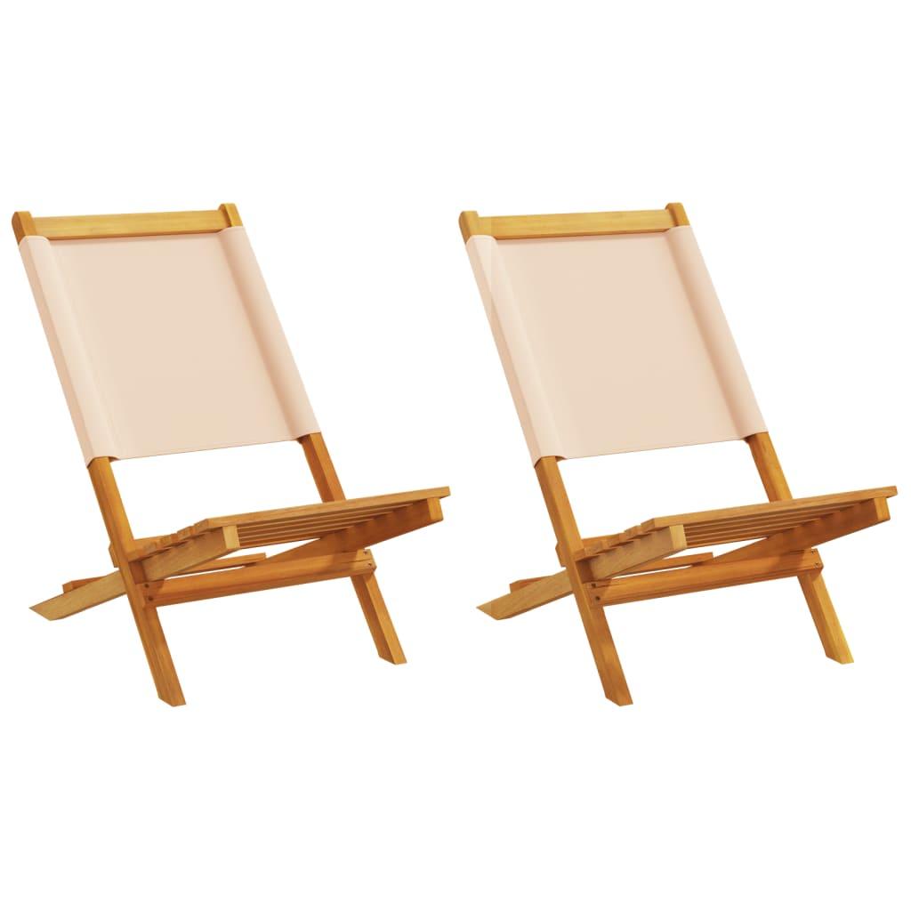 Havestole 2 stk. massivt akacietræ og stof beige