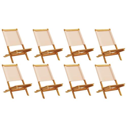 Foldbare havestole 8 stk. stof og massivt træ beige
