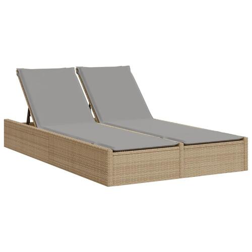 Solseng med hynder polyrattan beige