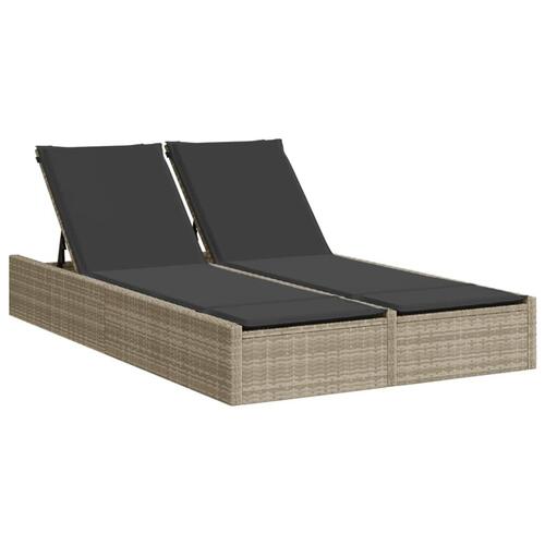 Solseng med hynder polyrattan lysegrå