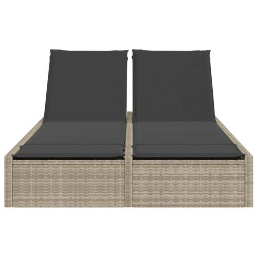 Solseng med hynder polyrattan lysegrå