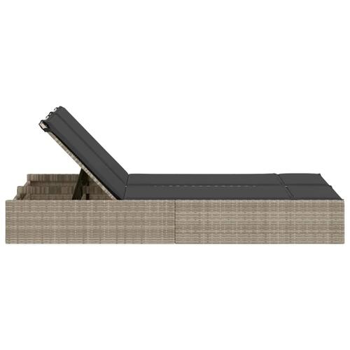 Solseng med hynder polyrattan lysegrå