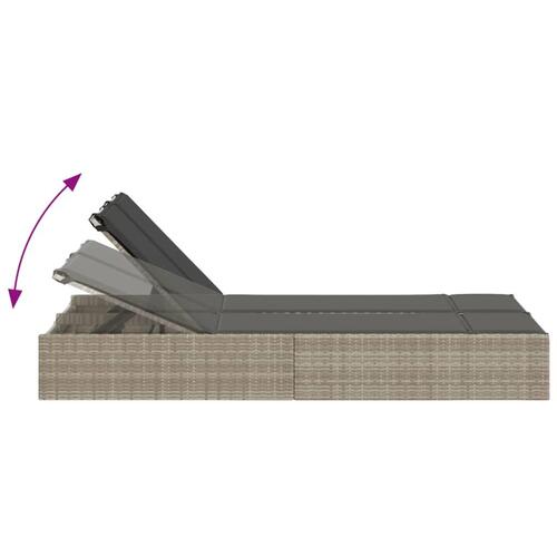 Solseng med hynder polyrattan lysegrå