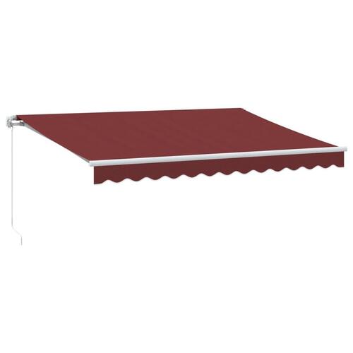 Markise med LED-lys 350x250 cm manuel betjening bordeauxfarvet
