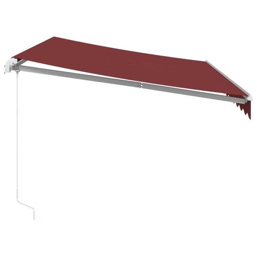 Markise med LED-lys 350x250 cm manuel betjening bordeauxfarvet