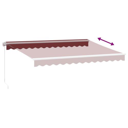Markise med LED-lys 350x250 cm manuel betjening bordeauxfarvet