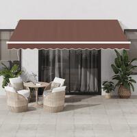 Markise med LED-lys 400x300 cm automatisk betjening brun