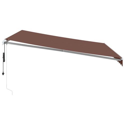 Markise med LED-lys 400x300 cm automatisk betjening brun