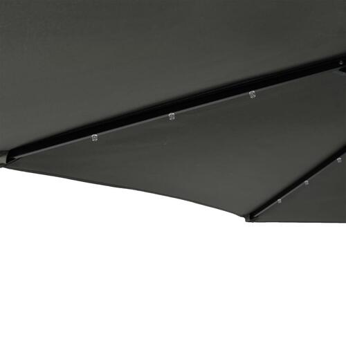 Parasol med LED-lys og stålstang 225x225x212 cm antracitgrå