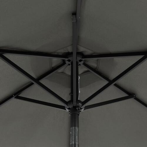Parasol med LED-lys og stålstang 225x225x212 cm antracitgrå