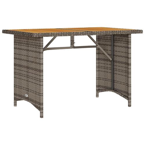 Havebord med træplade 110x68x70 cm polyrattan grå