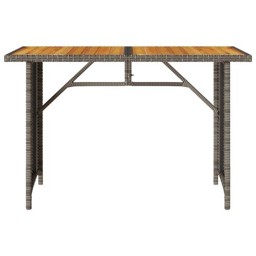 Havebord med træplade 110x68x70 cm polyrattan grå