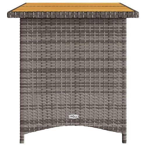 Havebord med træplade 110x68x70 cm polyrattan grå