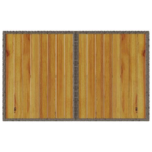Havebord med træplade 110x68x70 cm polyrattan grå