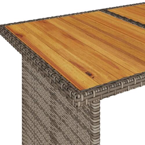 Havebord med træplade 110x68x70 cm polyrattan grå
