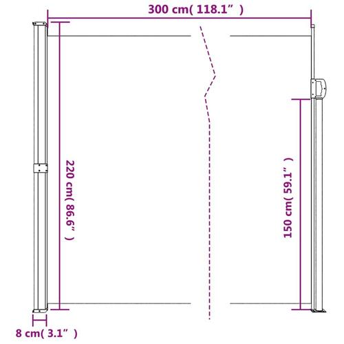 Sidemarkise 220x300 cm sammenrullelig sort
