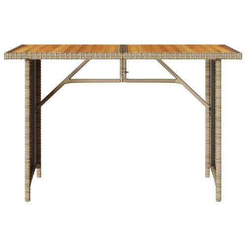 Havebord med træplade 110x68x70 cm polyrattan beige
