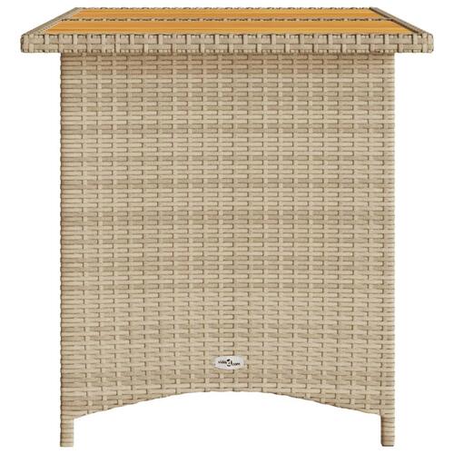Havebord med træplade 110x68x70 cm polyrattan beige