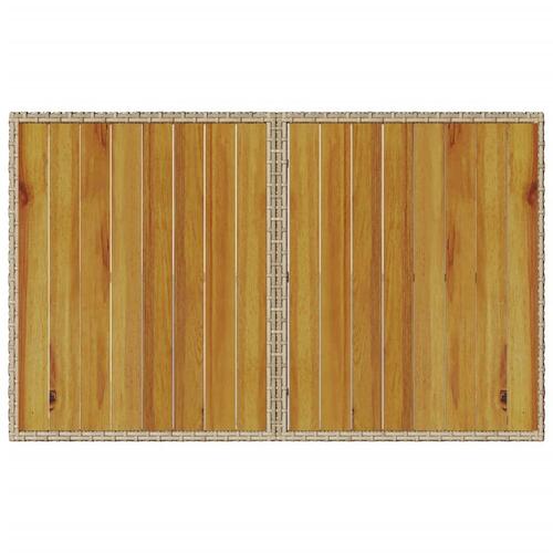 Havebord med træplade 110x68x70 cm polyrattan beige