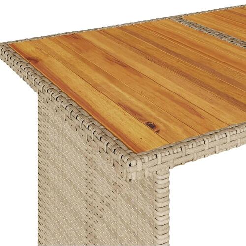 Havebord med træplade 110x68x70 cm polyrattan beige