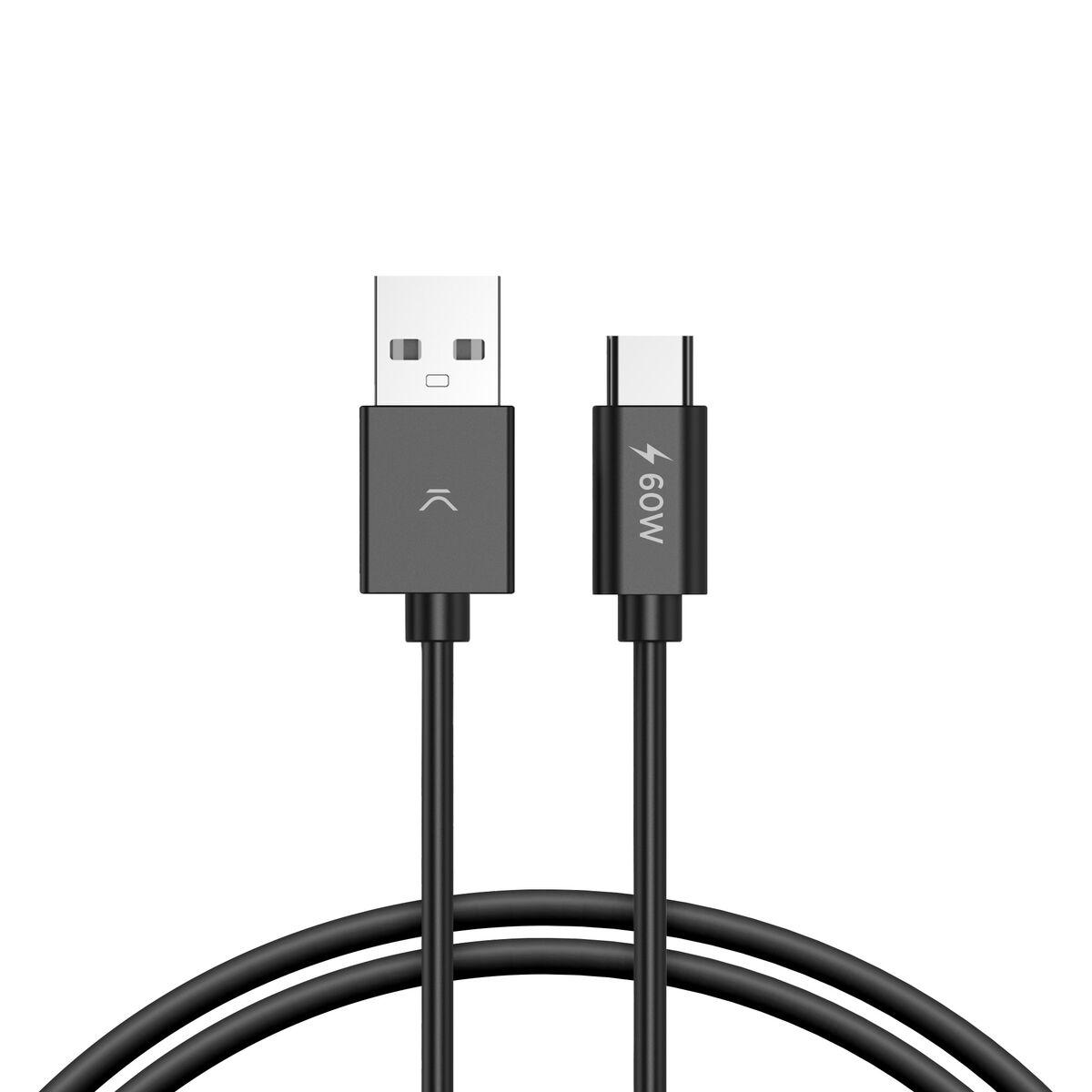 KSIX USB-kabel Power Delivery - 2 m, sort (USB-A til USB-C)
