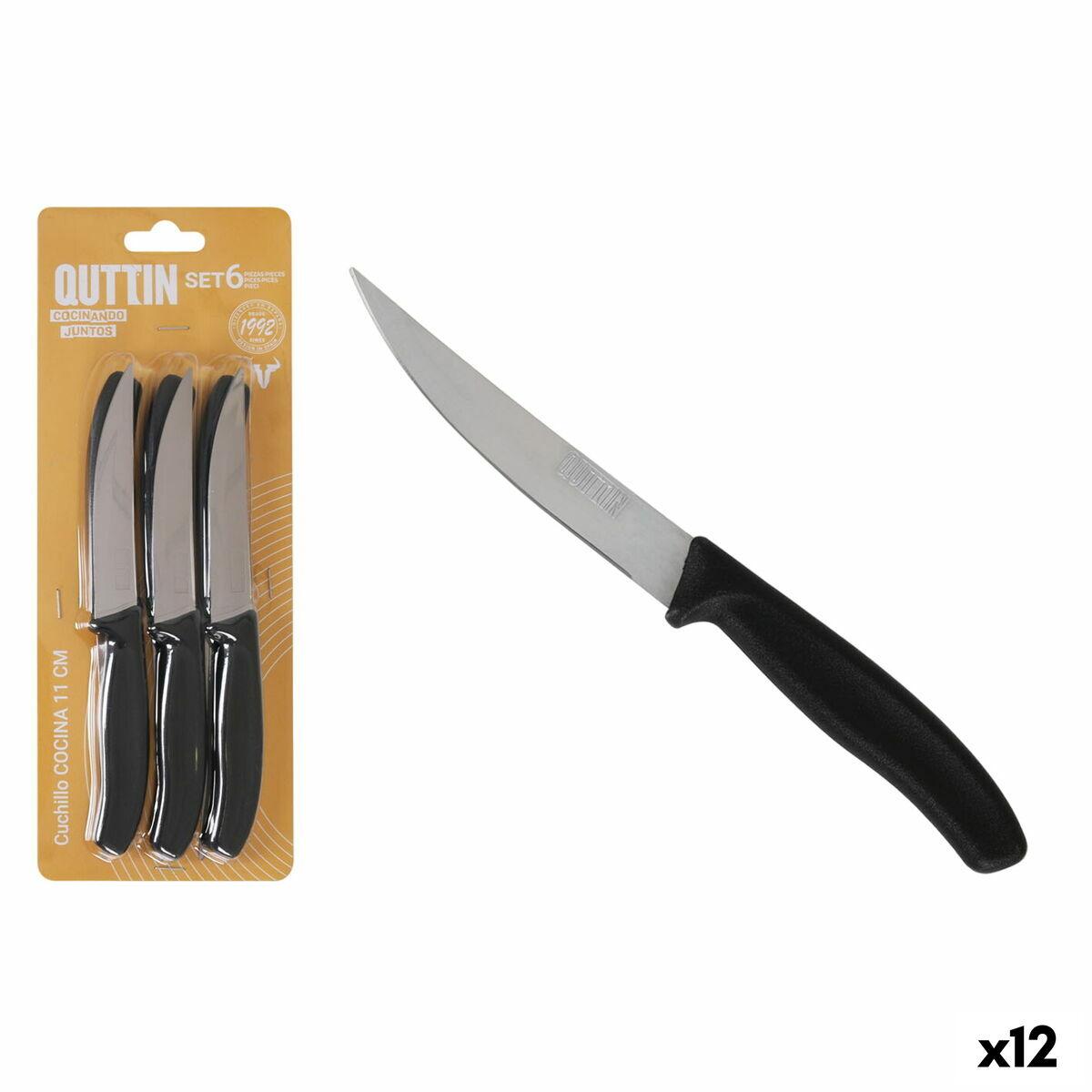Steakknive Quttin - Sort/Sølv, sæt á 6 (12 pk)