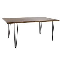 Spisebord 180 x 87 x 76 cm Sort Metal Brun Akacie