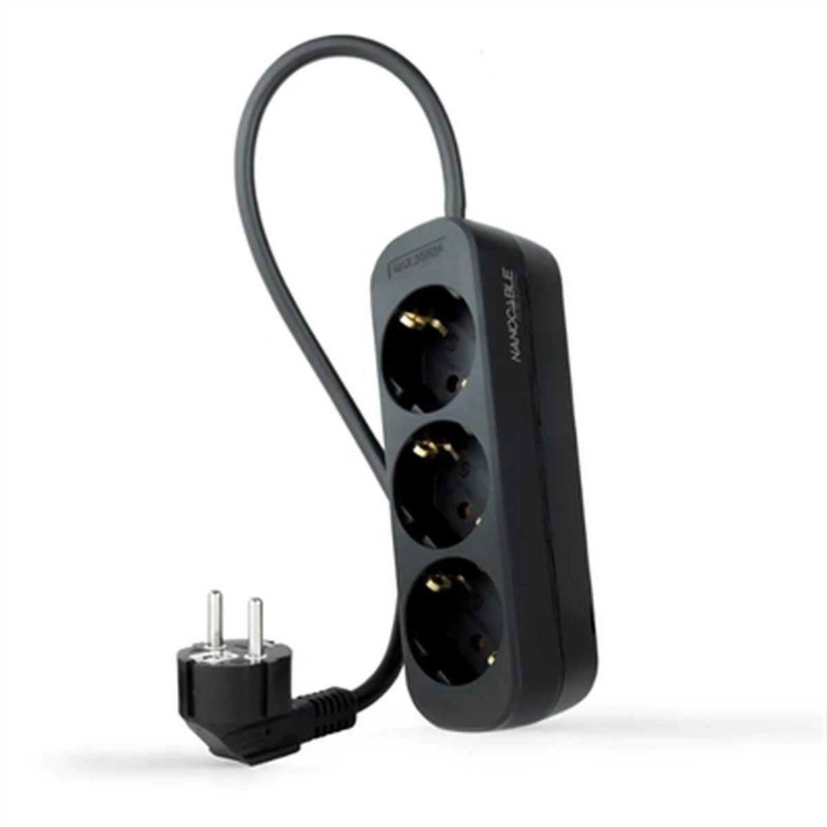 NANOCABLE stikdåse 4 udtag, Type F, 1,4 m - sort