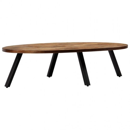 Sofabord massivt genanvendt teak oval 120 x 60 x 30 cm