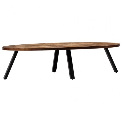 Sofabord massivt genanvendt teak oval 120 x 60 x 30 cm