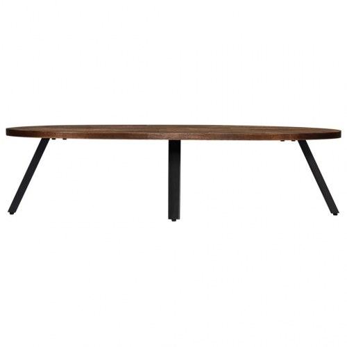 Sofabord massivt genanvendt teak oval 120 x 60 x 30 cm