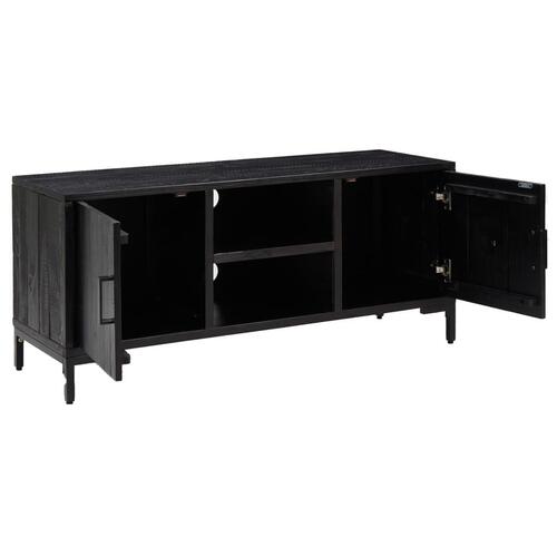 Tv-bord 110x35x48 cm massivt fyrretræ sort