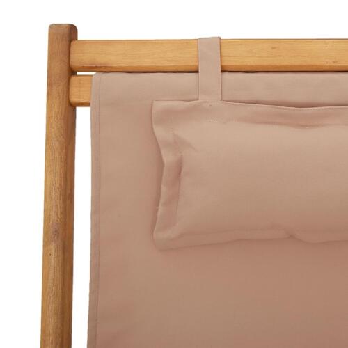 Strandstole 2 stk. foldbar stof og massivt træ gråbrun