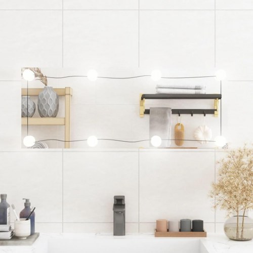 Vægspejl med LED-lys 30 × 80 cm - rektangulært glas