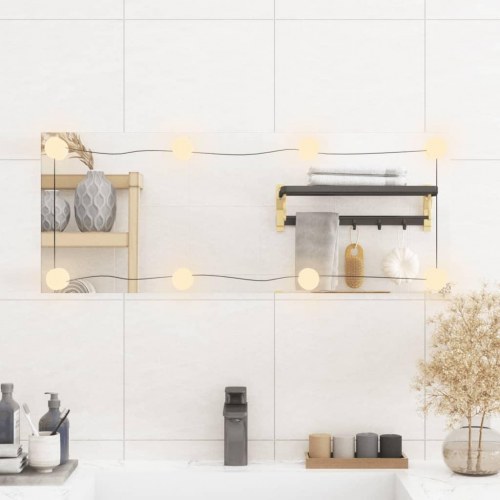 Vægspejl med LED-lys 30 × 80 cm - rektangulært glas