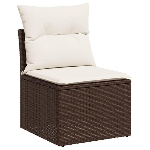 Loungesæt til haven 11 dele med hynder polyrattan brun