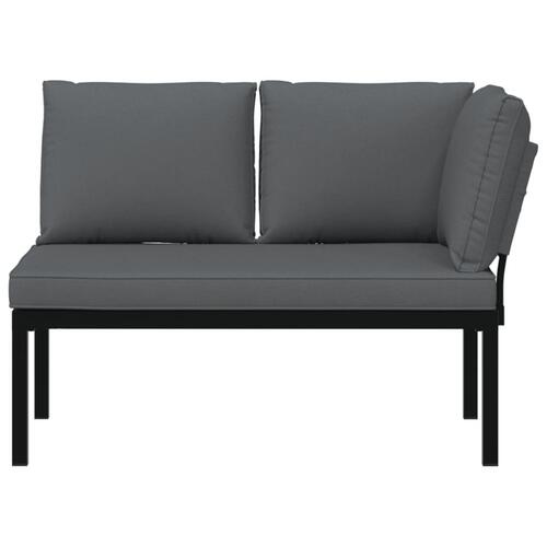 Havebænk med hynder aluminium sort