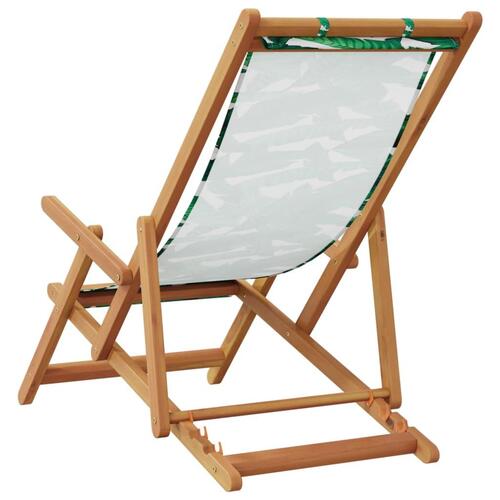 Strandstole 2 stk. foldbar stof og massivt træ bladmønster