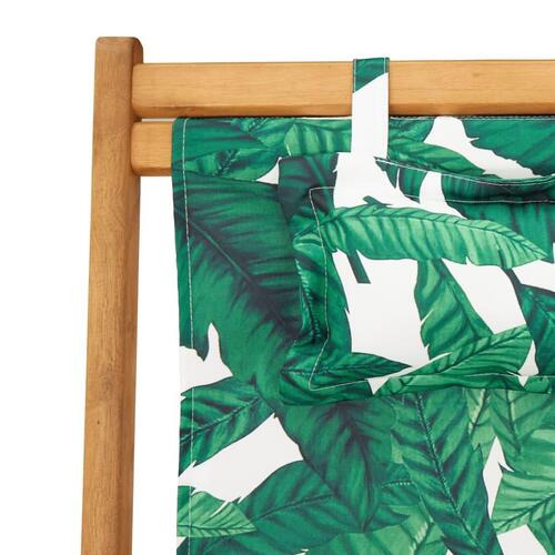 Strandstole 2 stk. foldbar stof og massivt træ bladmønster