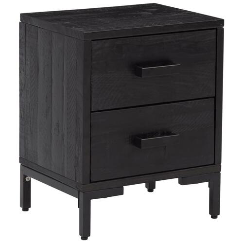 Sengeborde 2 stk. 36x30x45 cm massivt fyrretræ sort