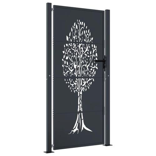 Havelåge 105x205 cm stål trædesign antracitgrå