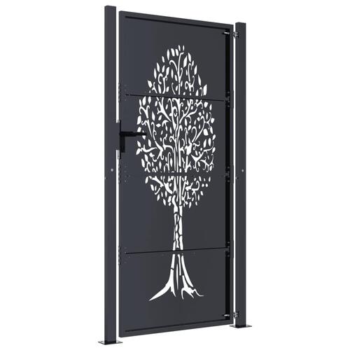 Havelåge 105x205 cm stål trædesign antracitgrå