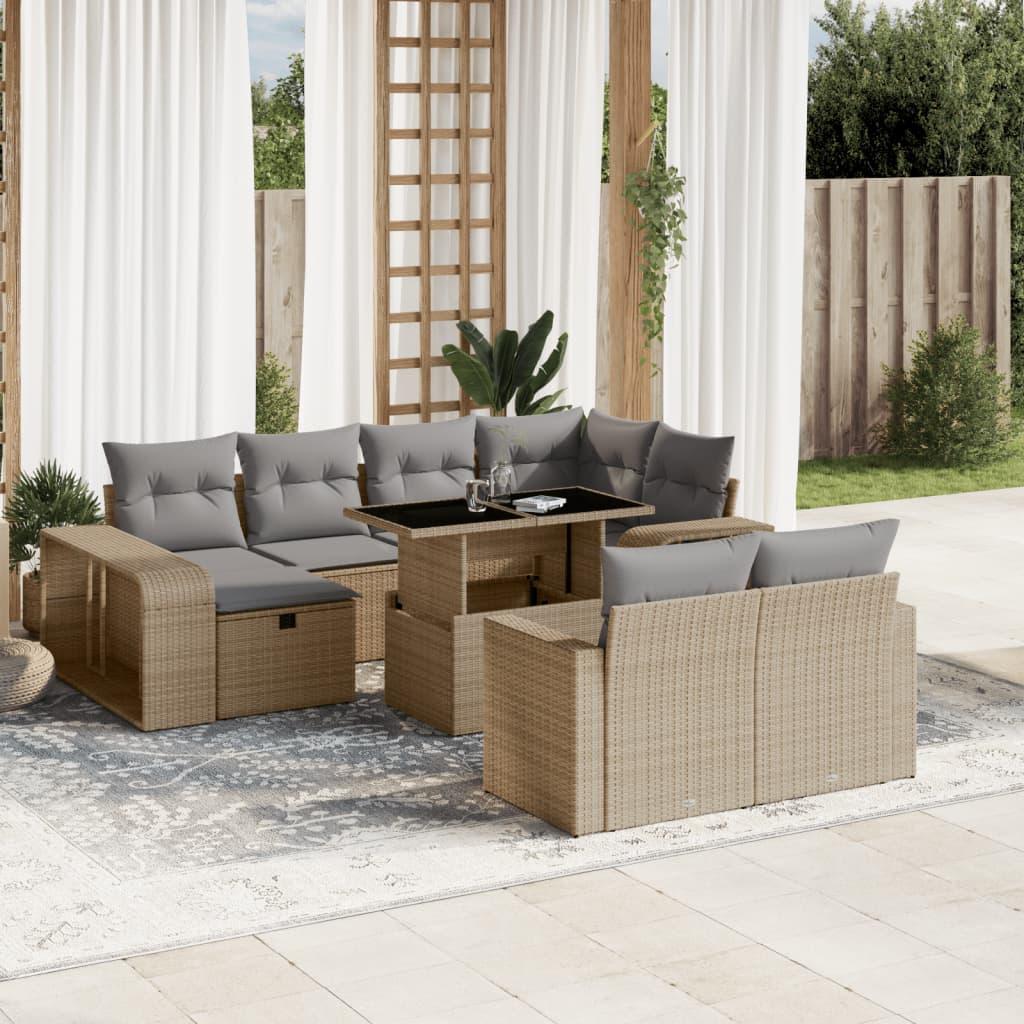 Sofasæt til haven 11 dele med hynder polyrattan beige