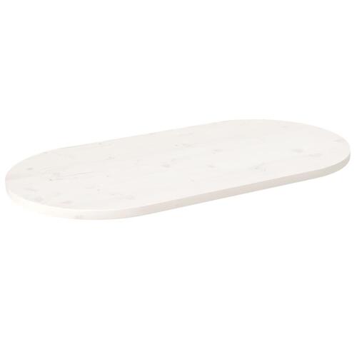 Bordplade 100x50x2,5 cm oval massivt fyrretræ hvid