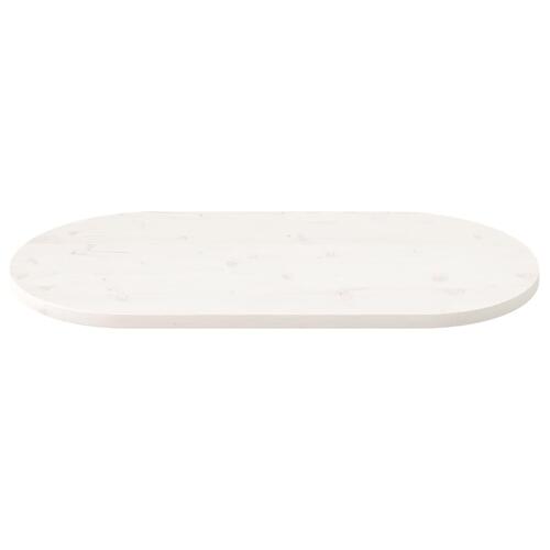 Bordplade 100x50x2,5 cm oval massivt fyrretræ hvid