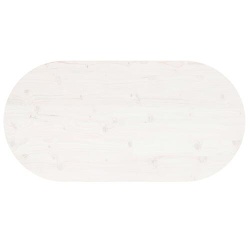 Bordplade 100x50x2,5 cm oval massivt fyrretræ hvid