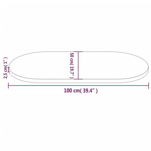 Bordplade 100x50x2,5 cm oval massivt fyrretræ hvid