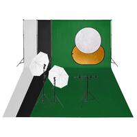 Fotostudiesæt med lampesæt + fotobaggrund og reflektor