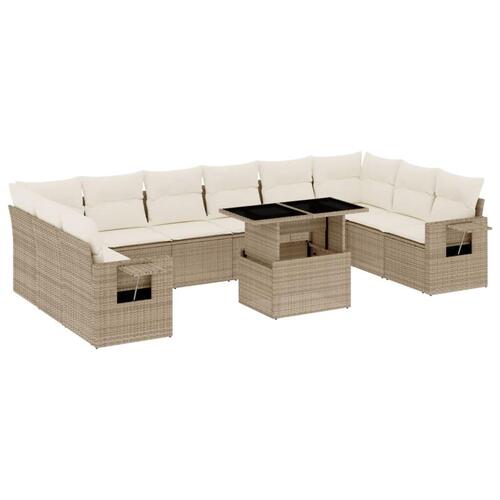 Sofasæt til haven 11 dele med hynder polyrattan beige
