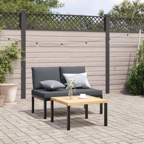 Havebænk med hynder aluminium sort